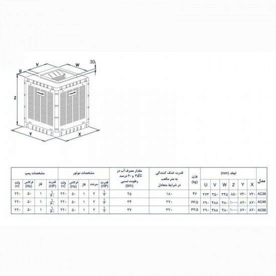کولر آبی آبسال مدل AC48